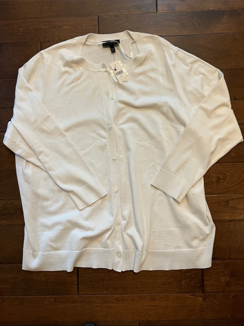 Lane Bryant White Button-Front Knit Cardigan
